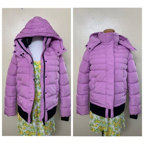 Dkny Jackets & Blazers - DKNY SPORT Women's Ribbed Hooded Puffer Jacket Xtra Small Lilac $189.50